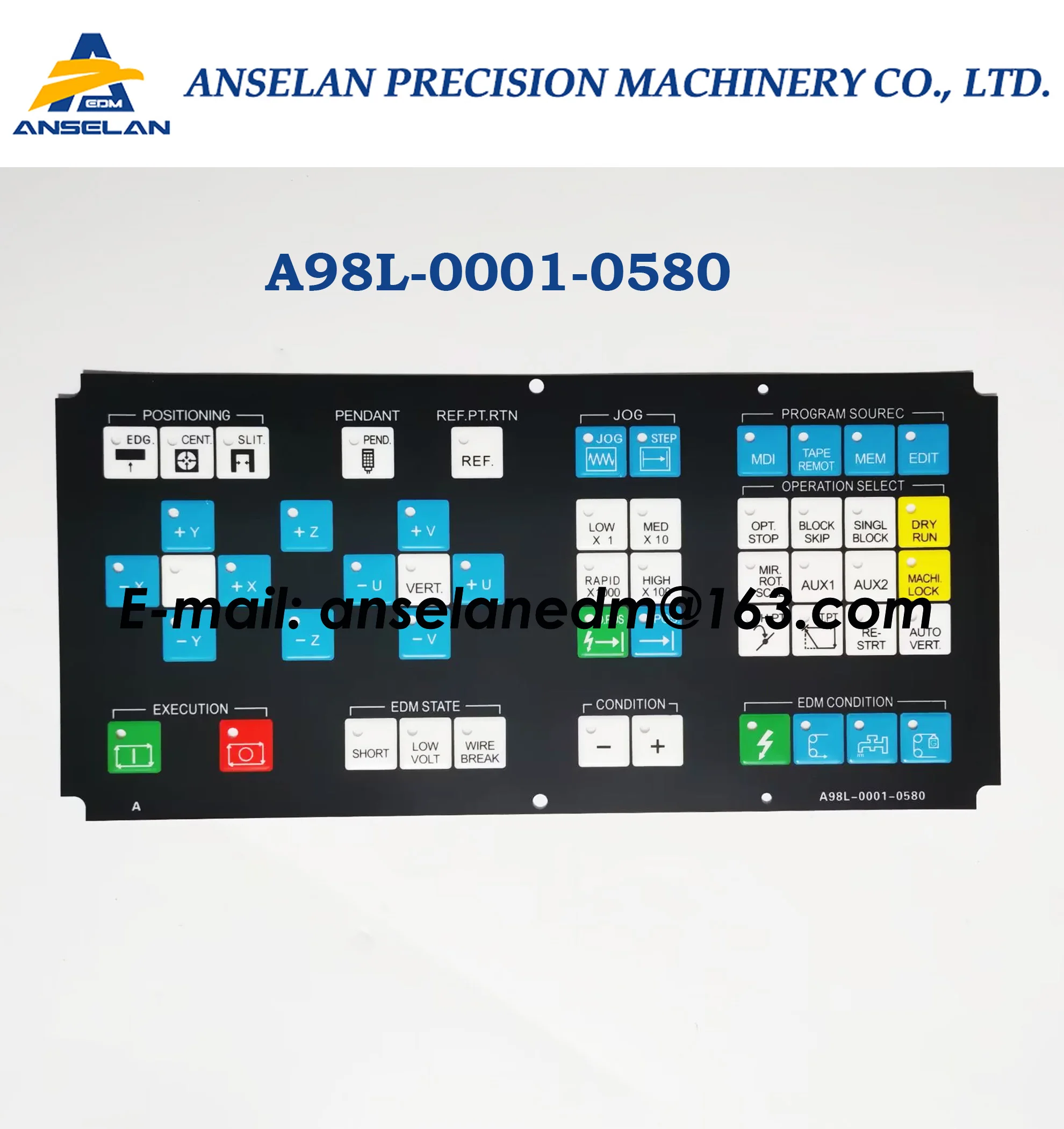 A98L-0005-0055#B Fanu c edm Control Panel Key Sheet F10, Wire cut EDM Panel Membrane A98L00050055/B, A98L.0005.0055-B