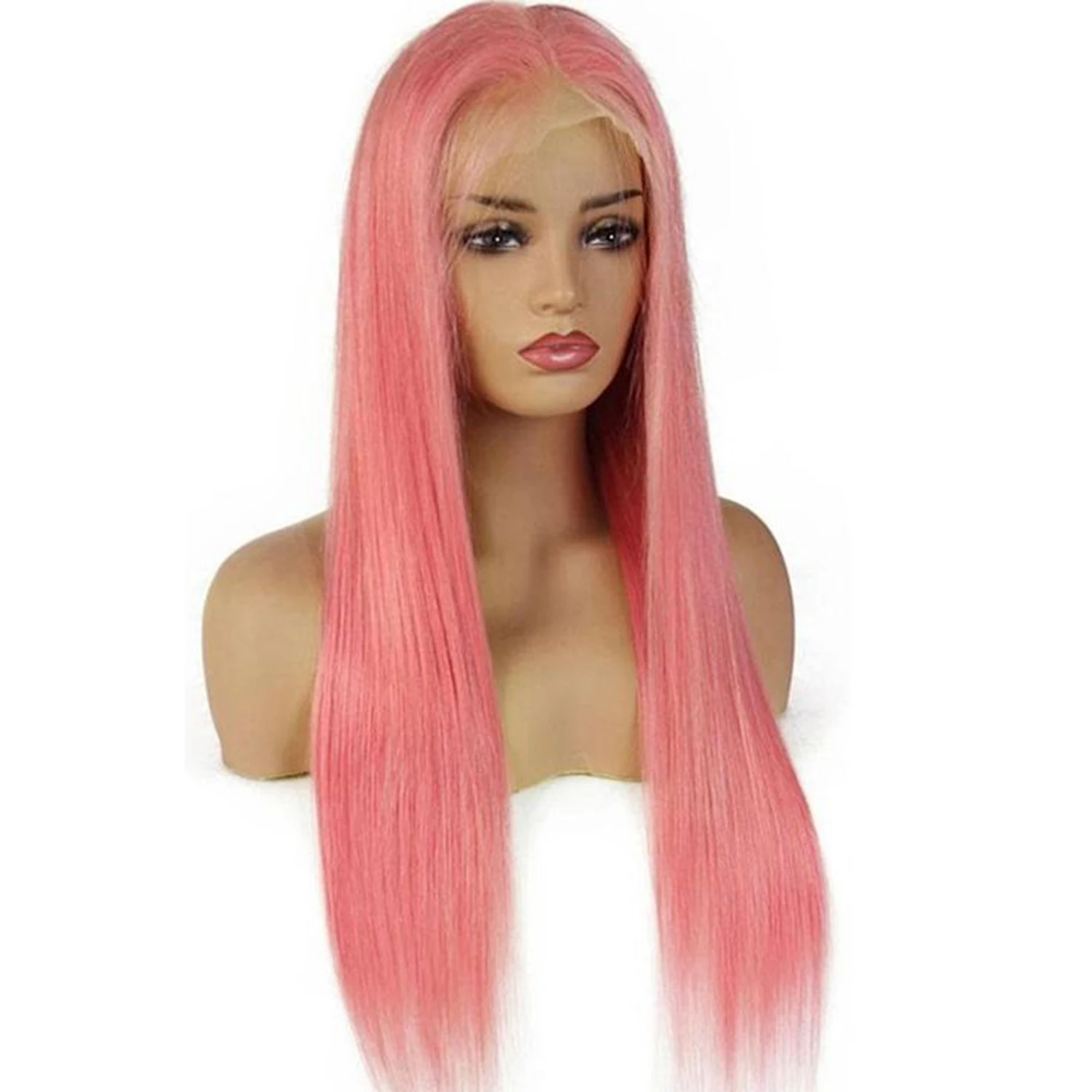 Beautiful Pink 13×4 Lace Front Wig Silky Straight Human Hair Wig For Women 18-32inch For Party Daily Use Wigs Natural Hairline