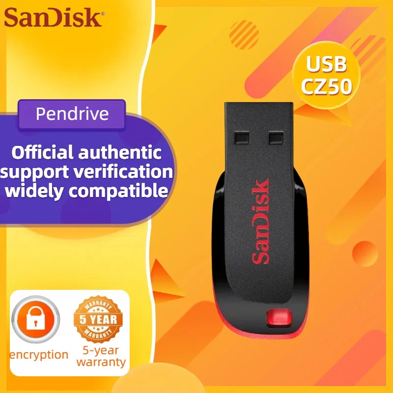 

SanDisk флеш-накопитель USB 2,0 Cruzer Blade CZ50, 64 ГБ, 32 ГБ, 16 ГБ