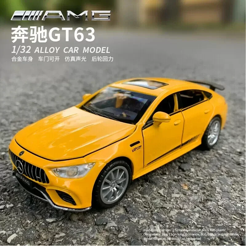 1:32 메르세데스 벤츠 AMG GT63 스포츠카, 다이캐스트 금속 합금 모델 자동차 사운드 라이트 풀백 컬렉션, 어린이 장난감 선물 A81