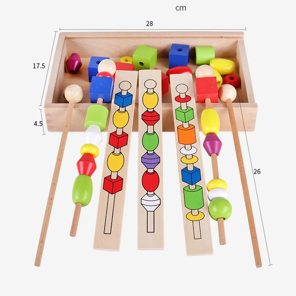 Kinder Puzzle Perlen Box Stick Threading Spiel Hand-Auge-Koordination Spielzeug