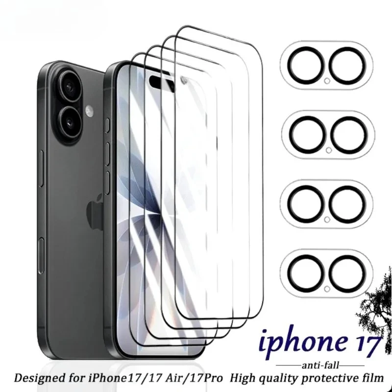 

8 In 1 HD Tempered Glass for iPhone 17 16 15 14 Pro Max 16e Air With Camera Lens Glass for iPhone 16 15 14 Plus 13 12 11 Pro