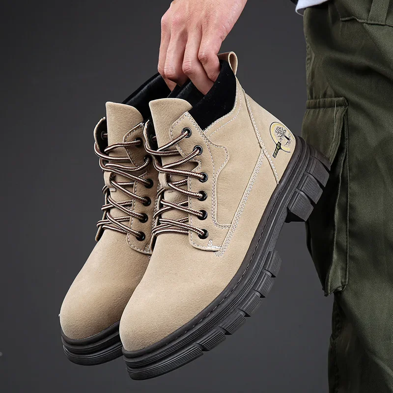 

Мужская обувь 2024 Брендовые мужские ботинки с перекрестной шнуровкой модные повседневные ботильоны с квадратным каблуком новые ботинки с круглым носком Мужская обувь