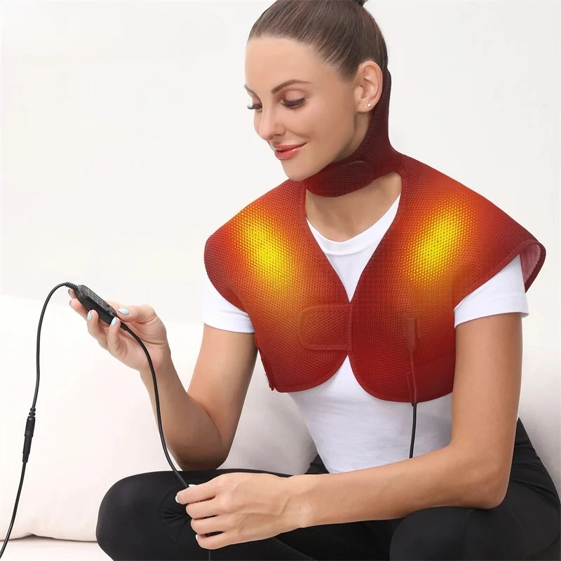 Electric Heated Vest Massage Shawl - 3-Level Heat Timer - Shoulder Back Muscle Relax Joint Comfort Winter Warmth Elderly Care