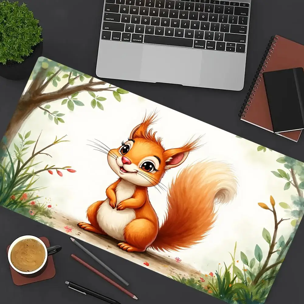 Tappetino per mouse piccolo scoiattolo Tappetino per tavolo da gioco per ufficio per computer di grandi dimensioni Tappetino per tastiera con bordi cuciti antiscivolo in gomma XXL Tappetini per scrivania lunghi