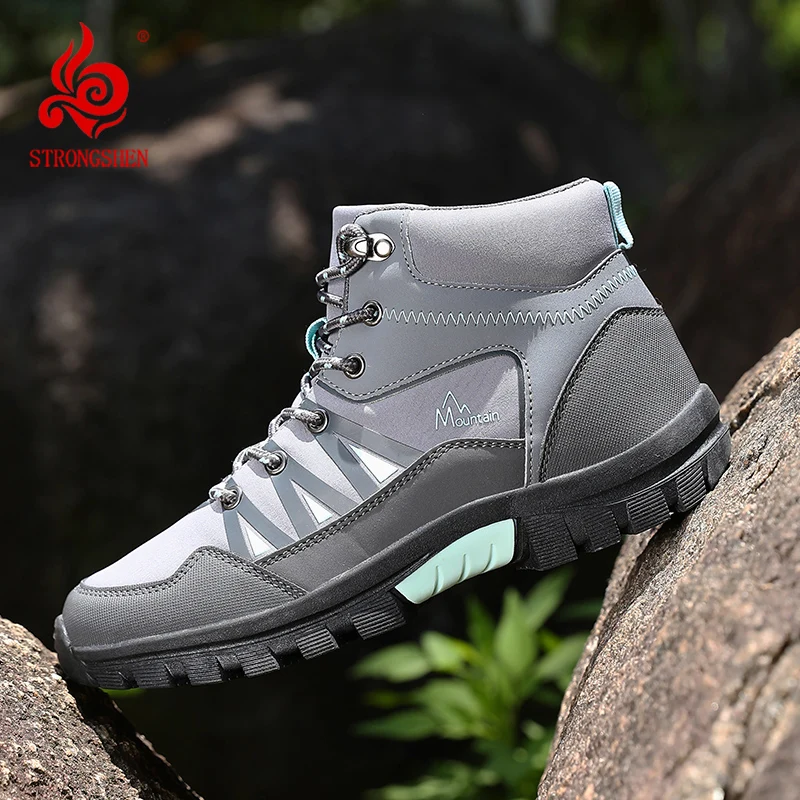 

STRONGSHEN Men Women Waterproof Hiking Boots Nonslip Wearresistant Outdoor Travel Walking Shoe Fashion Climbing Shoes Mansculino