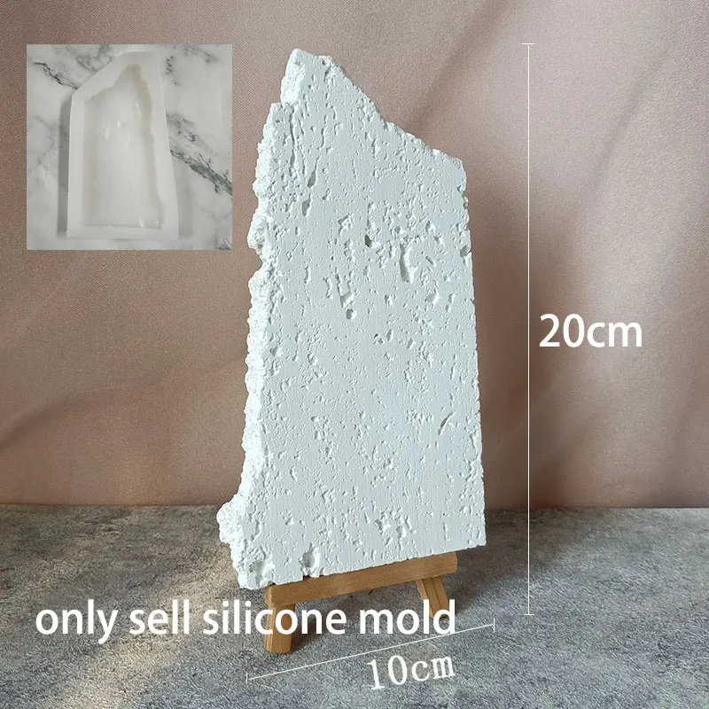 Creative Rock Slab Necklace Stand Plaster Mold DIY Jewelry Display Stand Earring Tray Rectangular Concrete Resin Silicone Mold