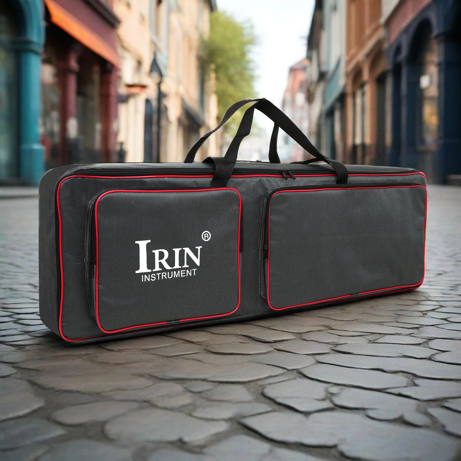 IRIN Premium 61-Key Electronic Keyboard Bag – 10mm Thick Padding, Checkered Fabric, 3-Way Carry (Hand/Shoulder/Backpack)