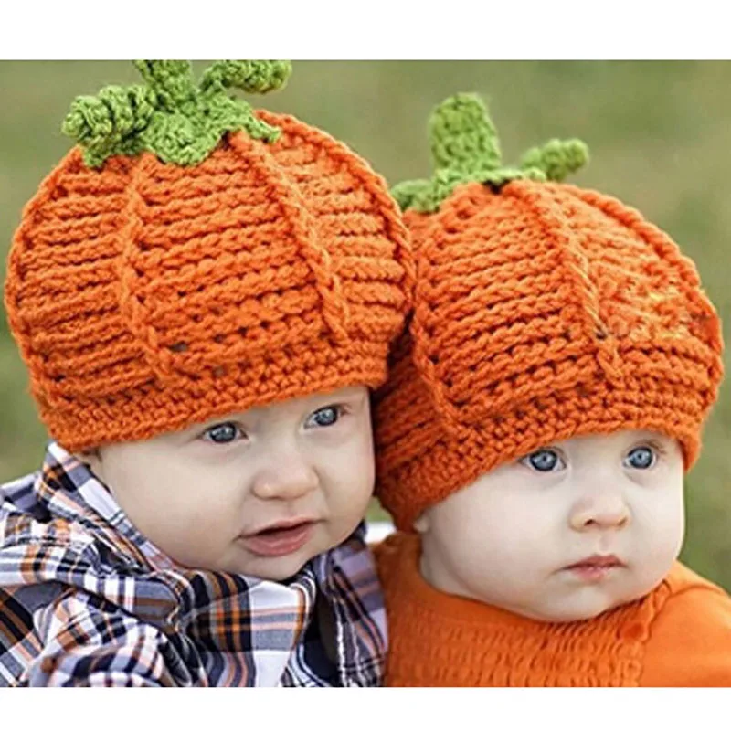 Halloween Newborn Photography Props Knit Pumpkin Infant Hat Baby Boy Girl Accessories Cute Neonatal Photography