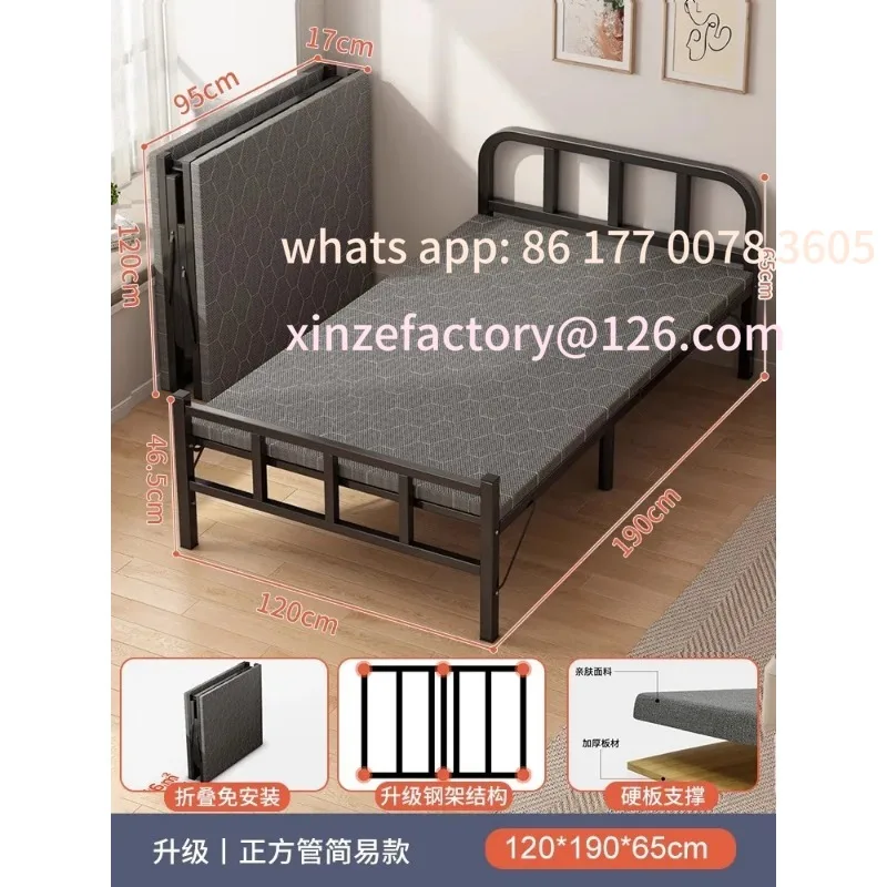 Customizable Rollaway bed single bed simple double bed 1.2 meters household lunch break small  adult dormitory 1.5 meters hard