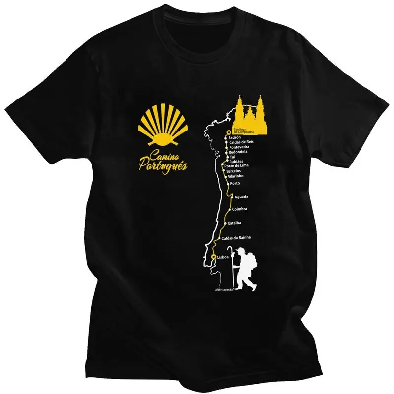 Custom Buen Camino De Santiago T Shirt Men Pure Cotton T-shirt Leisure Tee Tops Streetwear Tshirt