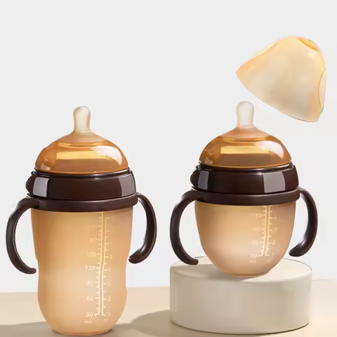 Mamadeiras nano de silicone com alça para desmame de bebê, mamadeira anti-asfixia para bebês de 0 a 9 meses, 150ml/250ml