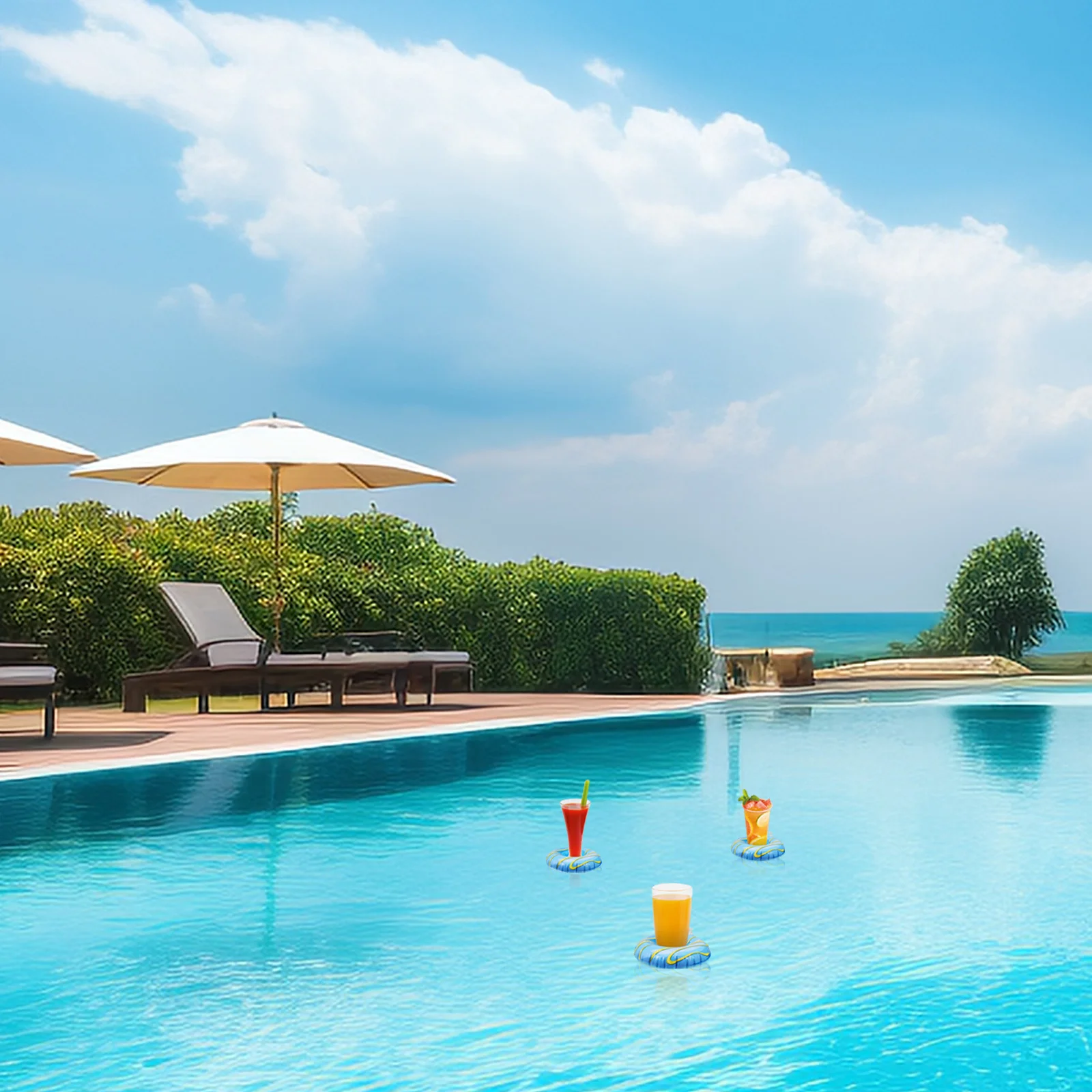 6 قطعة حامل أكواب قابل للنفخ قسط بولي كلوريد الفينيل العائمة شرب موجة البحر تصميم لحمام السباحة الشاطئ حفلة الرياضات المائية جمع