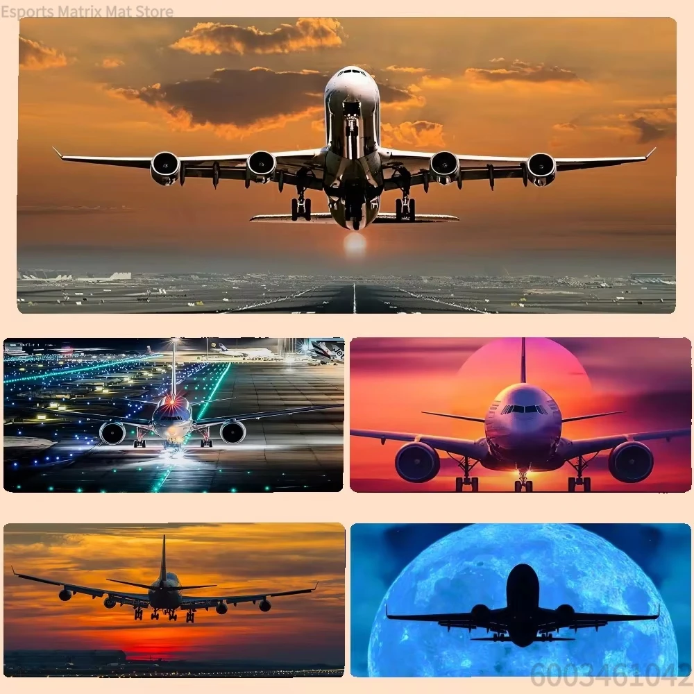 

Sunset Airplane Landing Large Gaming Mouse Pad, Aviation Themed Desk Mat for Pilots Fans