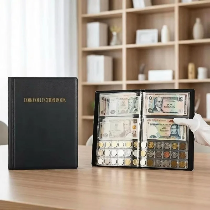 10 Sheets Banknotes And Coin Collection Book Storage Pouch Holder For Organizer