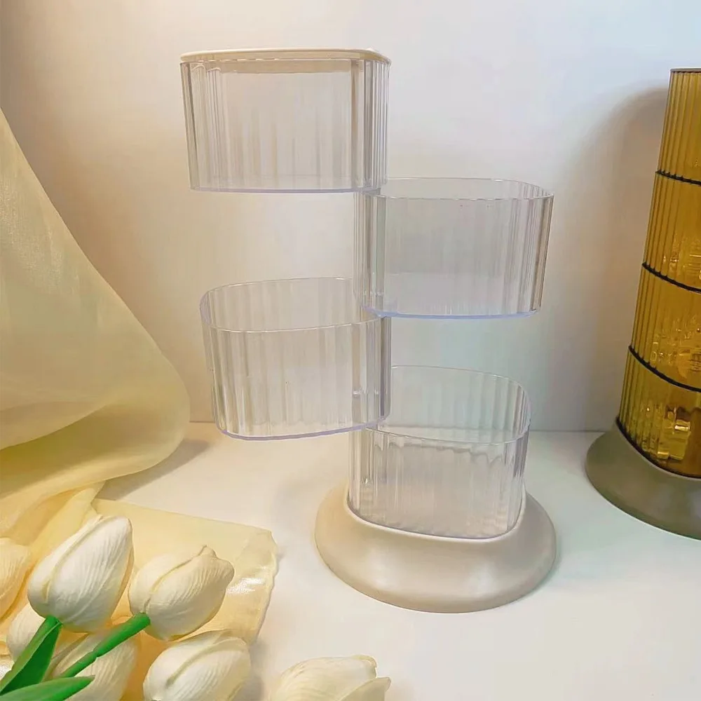 

Space Saving Rotating Storage Box With Lid PS Jewelry Organizer Multi Functional White Rotating Jewelry Box Bedrooms