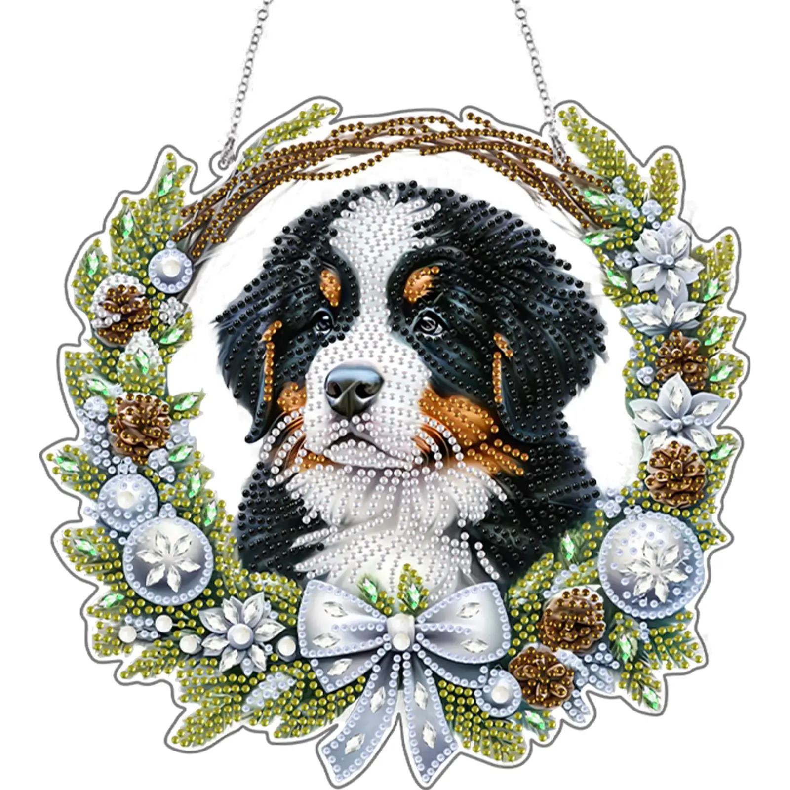 

2D Flat Dog DIY Acrylic Rhinestone Diamond Art Window Pendants Door Decoration