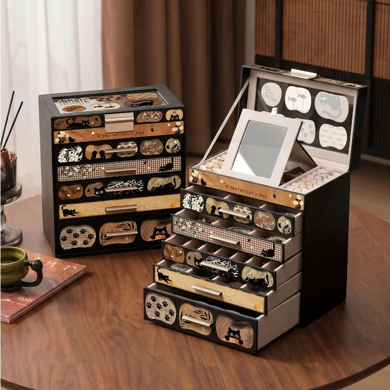 Drawer Jewelry Box Large Capacity Retro Creative Jewelry Box Multifunction Watch Necklace Organizers Case Dustproof Ring Cases