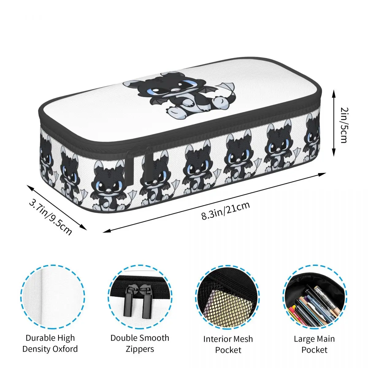 Night Light Fury ฟันดินสอสําหรับของขวัญนักเรียนกล่องปากกาดินสอกระเป๋าเครื่องเขียนผู้ถือปากกากระเป๋า