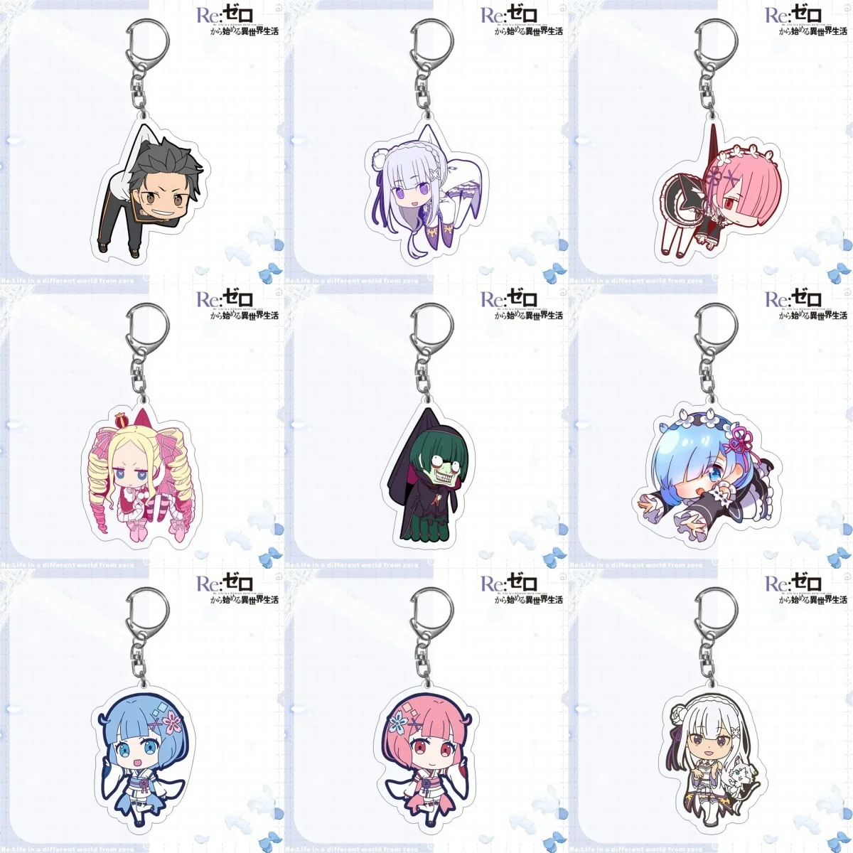 6cm Re:ZERO -Starting Life in Another World Acrylic Keychain Characteristic Characters Ornament Accessories Collection