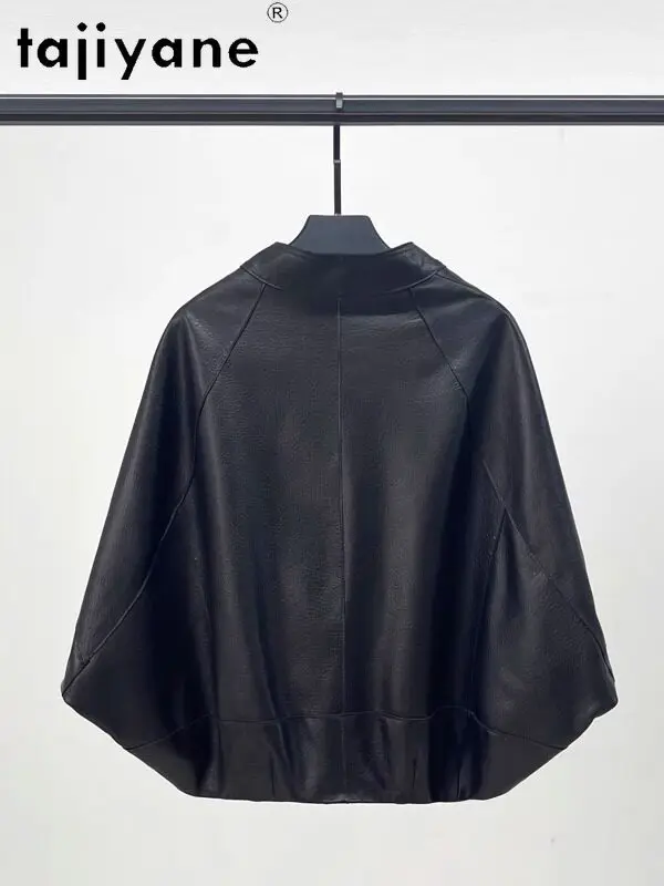TAJIYANE Real Sheepskin Leather Jacket Woman Stylish Short Cape Jacket Korean Style Stand Collar Coat Autumn Women Clothing 2026