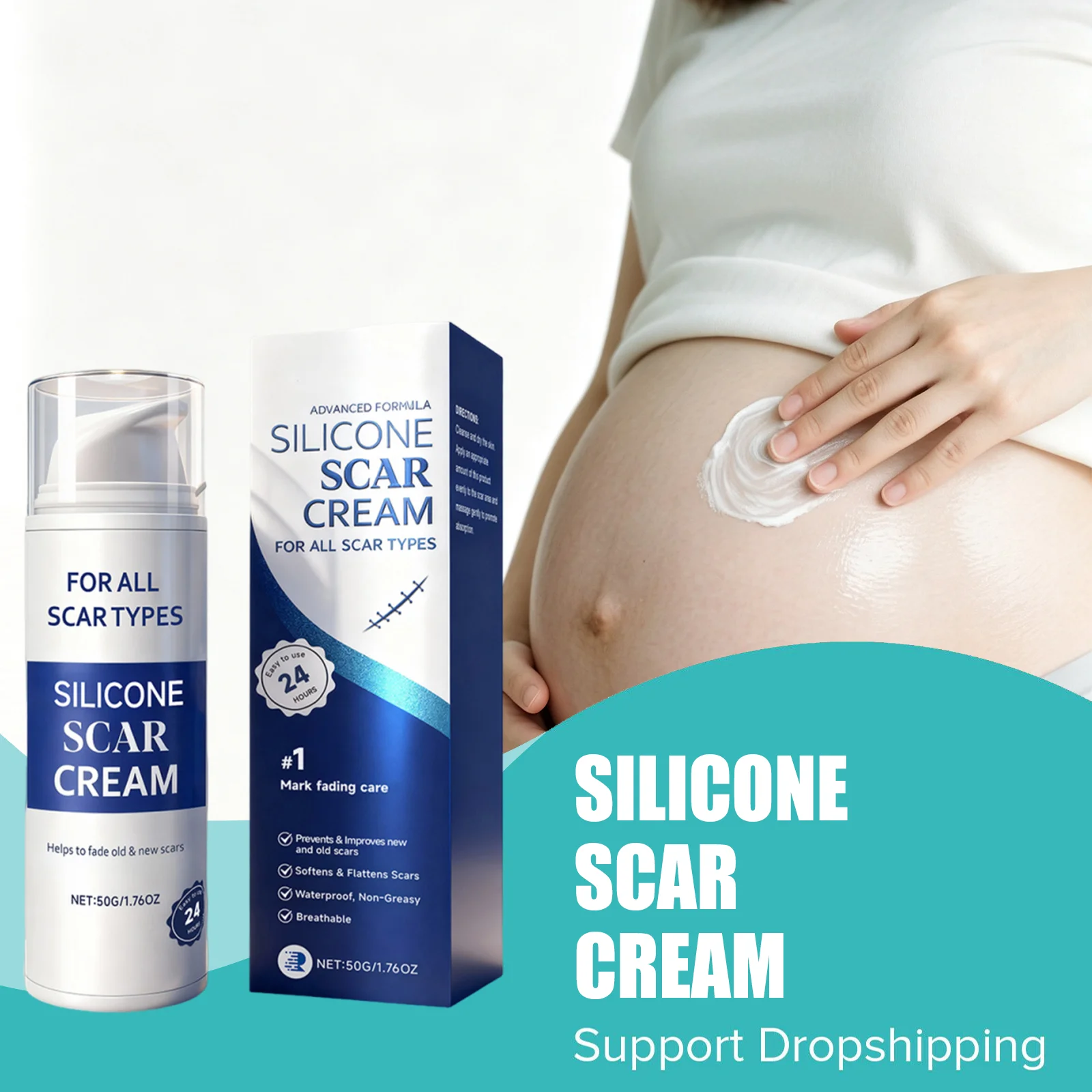 Silicone Scar Cream for Stretch Marks Gentle Skin Care Improves Skin Texture Reduces Marks Moisturizing for Abdomen Thighs Arms