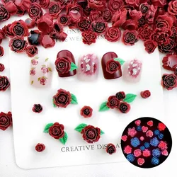30PCS Mix Size 3D Acrylic Flower Nail Art Charms Parts Luminous Rose Accessories For Nails Decoration Supplies Manicure Material