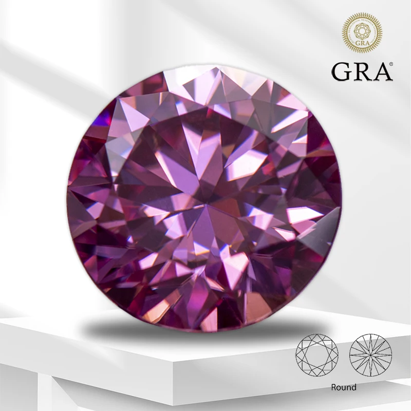 

Moissanite Stone Pink Color Round Cut Lab Grown Diamond for DIY Ring Necklace Earrings Main Materials Comes with GRA Certificate