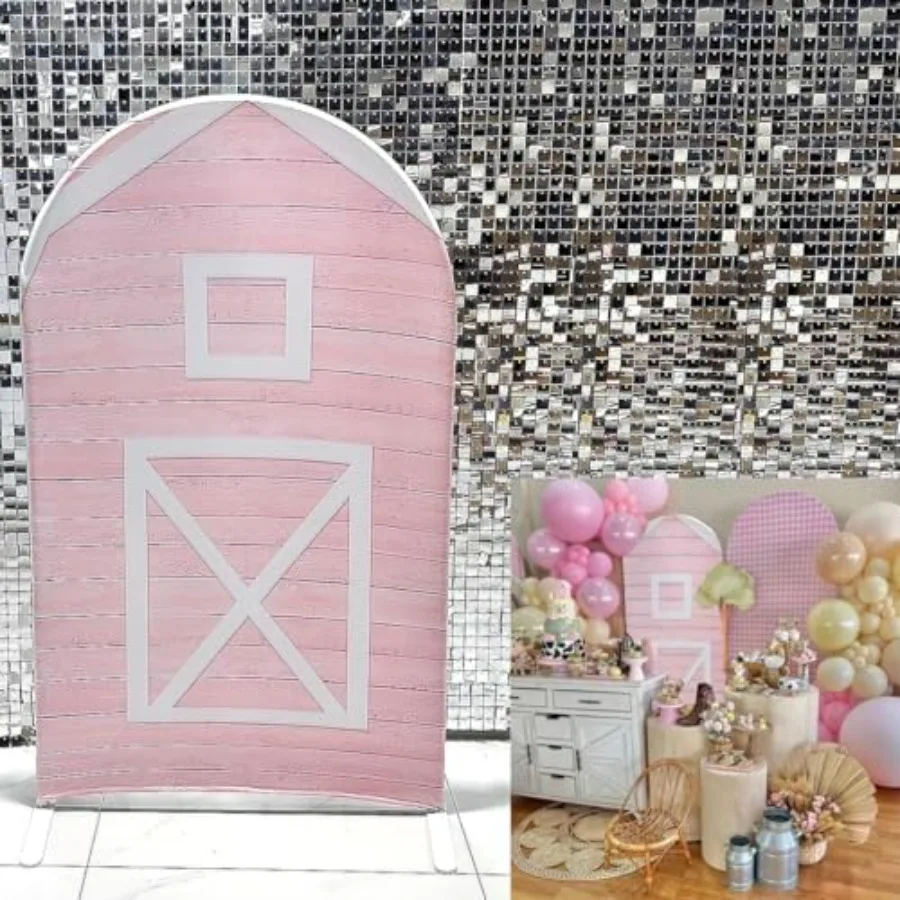 

Розовый фон для дверей сарая, арка для коровы, фермы, детский душ, вечеринки, декор, баннер, арочный фон, эластичные тканевые чехлы Bir