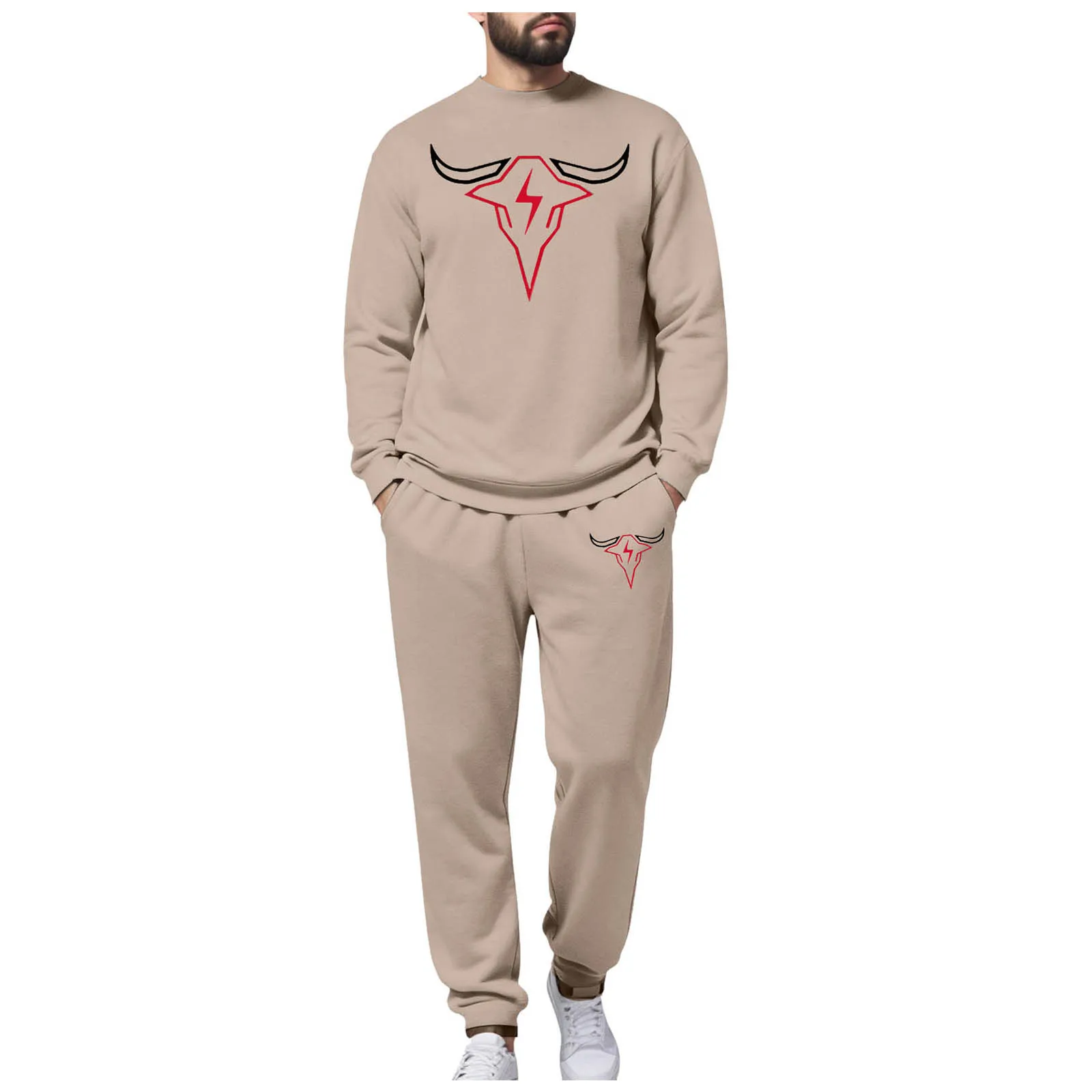 6 أزرار الدعاوى للرجال الرجال الجولة الرقبة البلوز و الكفة Sweatpants دعوى هندسية القرن الرجعية طباعة ضوء بذلة رياضية الرجال #2