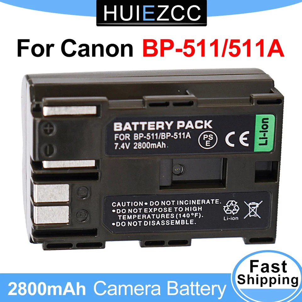 PowerTrust 2 Batterie Ricaricabili BP-511/BP-511A Per Canon – 2650 MAh, 7.4V, Ioni Di Litio, Compatibili Con EOS 5D, 40D, 30D, 20D, 10D, PowerShot G Series E Pro1