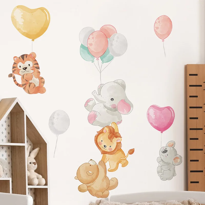 Cartoon Cute Animal Combination Balloon Children's Bedroom Home Wall Beautification Decorative Wall Stickers Wall Decoration