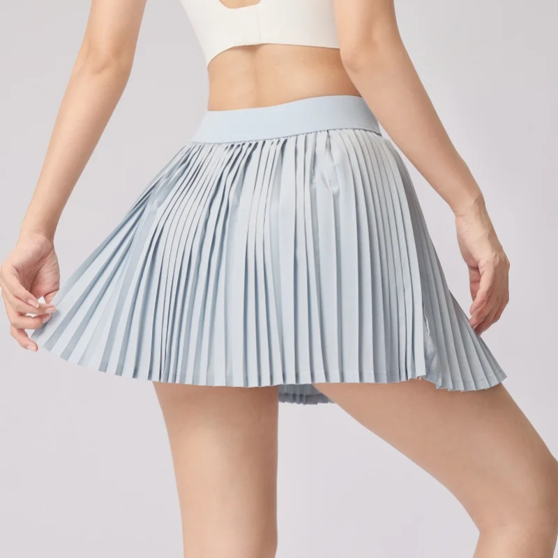 High Waist Women Tennis Pleated Skirt with Inner Pocket Lining High Waist Double Layer Design Sport Sexy Fitness Yoga Shorts