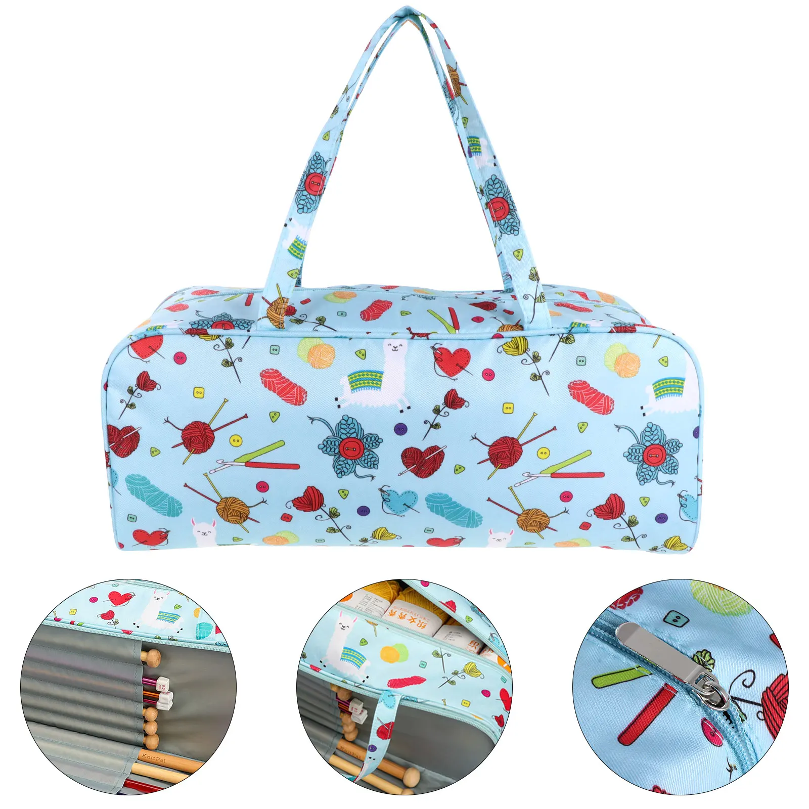 

Wool Storage Bag Yarn Tote Oxford Cloth Knitting Needles Pouch Blanket Project Large Capacity Lightweight Portable Handbag