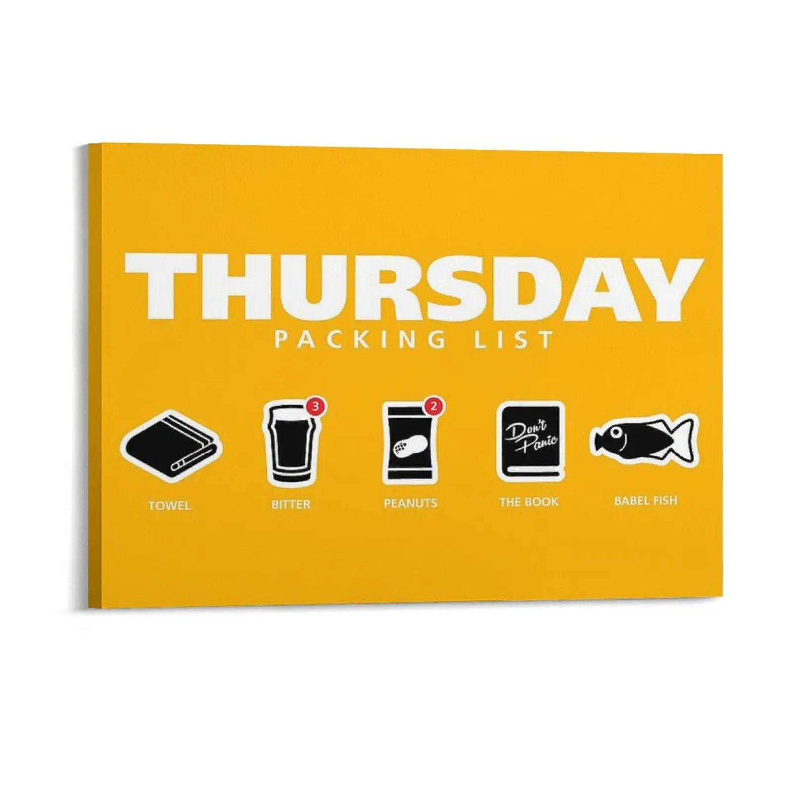 

Thursday The Hitchhiker S Guide To The Galaxy Packing List Canvas Painting Rusty Plaques Designs Framed Wall Paintings
