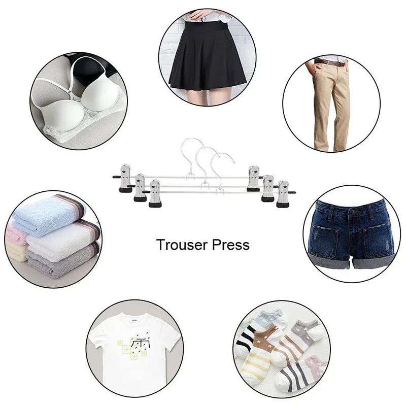 5pcs Anti-slip Metal Clothes Hangers Wind Proof Multi-purpose Skirt And Pants Racks for Trousers Wardrobe Drying Clip