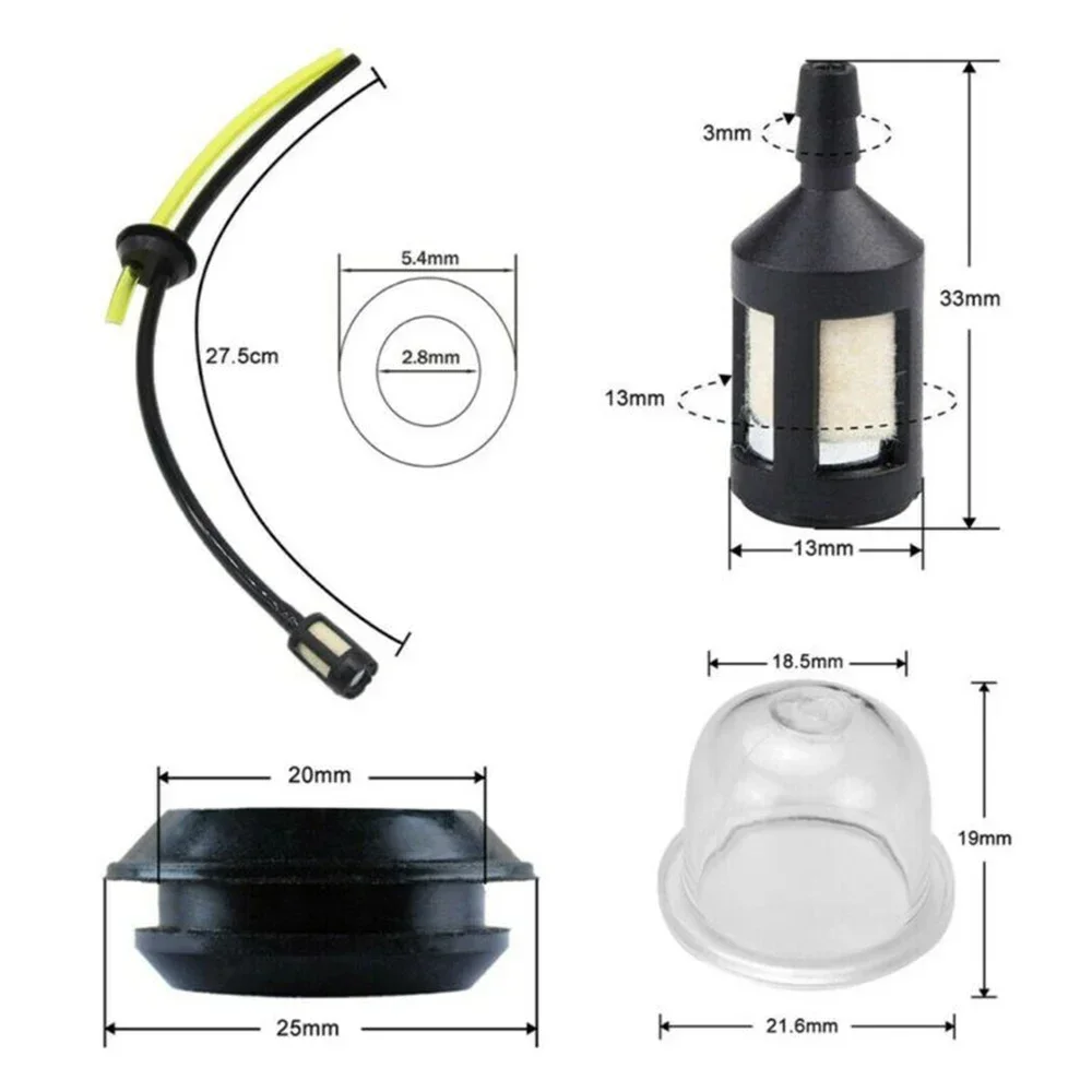 15Pcs/set Brush Cutter Fuel Filter Primer Bulb Gasoline Hose For EINHELL GARDENLINE Grass Trimmer Lawn Mower Spare Parts