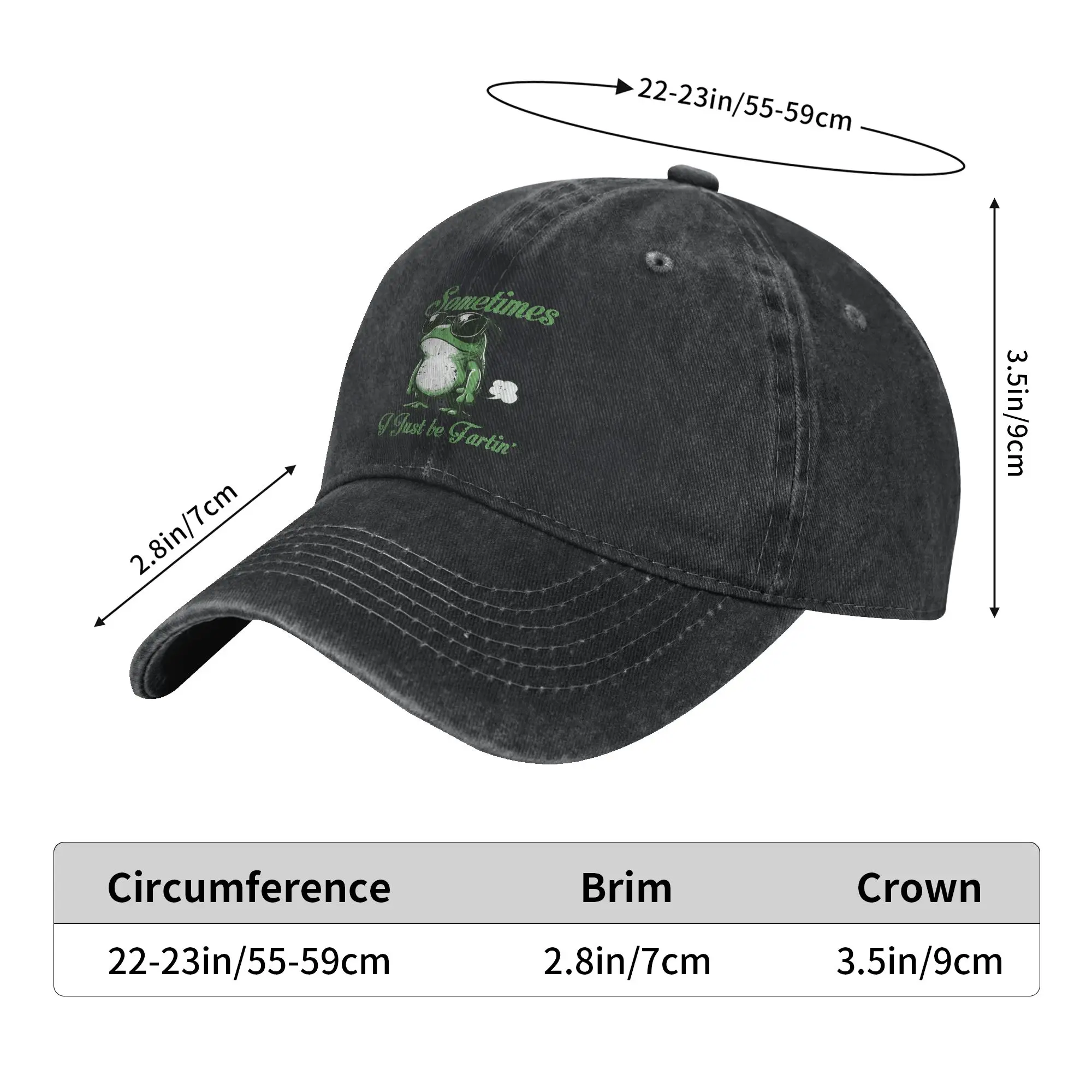 Washed Baseball Cap Frog Sunglasses Sometimes I Just Be Fartin Summer Trucker Hat For Couple Women  y2k Cool Sun Snapback Cap