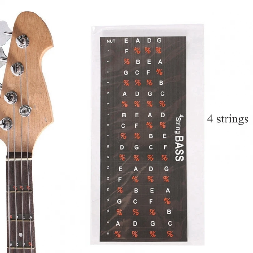 4/5 Saiten E-Gitarre Bass Griffbrett Hinweis Karte Aufkleber Aufkleber, Ukulele Bass Griffbrett Hinweis Etiketten – Detail 2