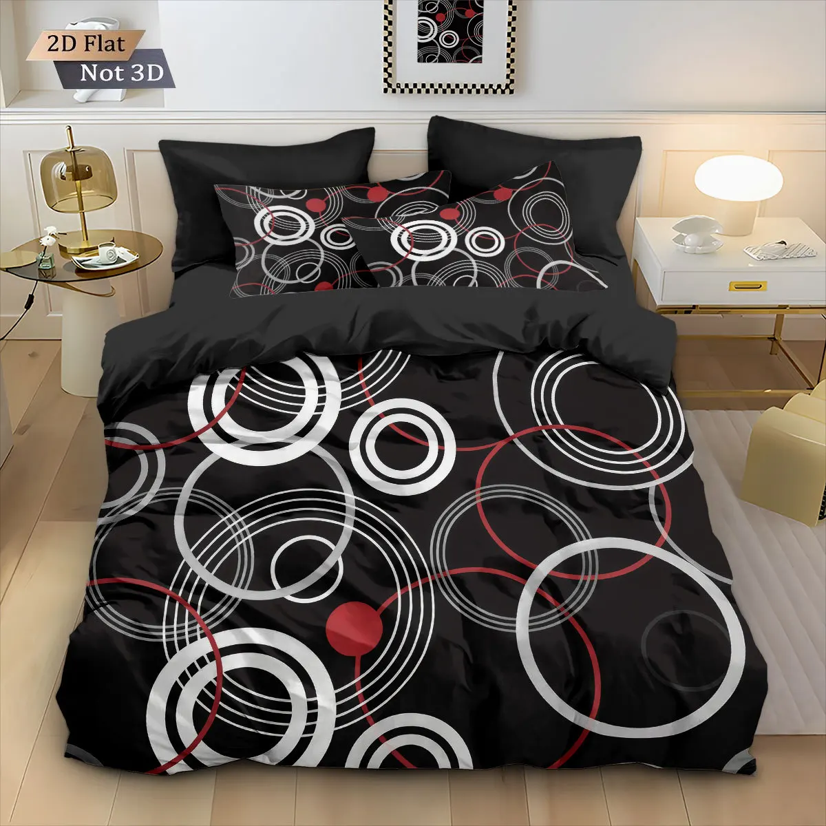 

Комплект постельного белья с геометрическим принтом, 3 предмета: мягкий и теплый комплект из микрофибры для дома и общежития, включает пододеяльник и наволочки