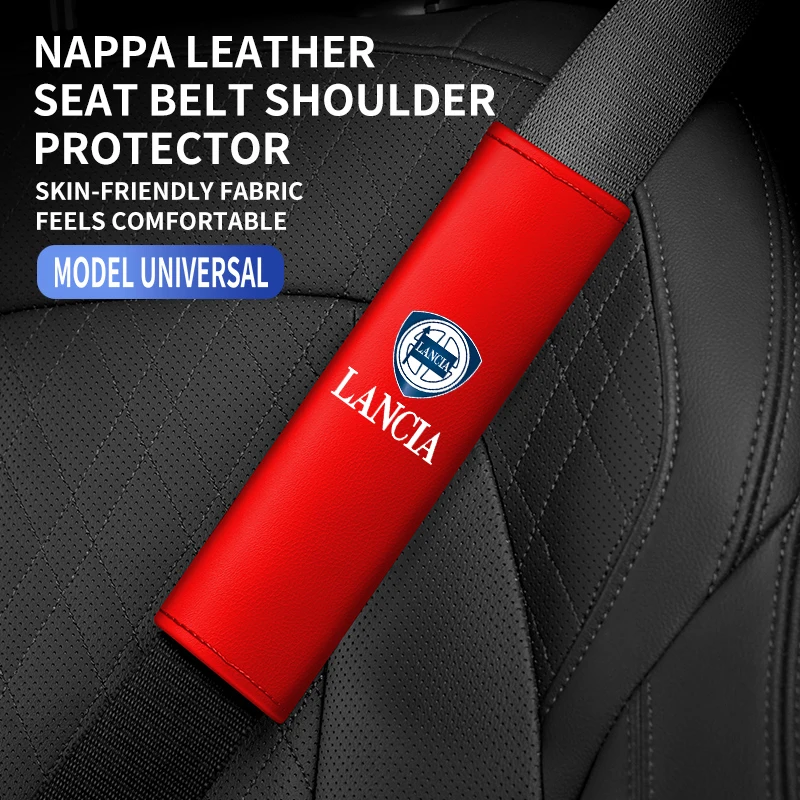 1Pc Leather Car Seat Belt Cover Safety Belt Shoulder Protection Interior Ornament For Lancia Ypsilon Delta Musa Nera Thema