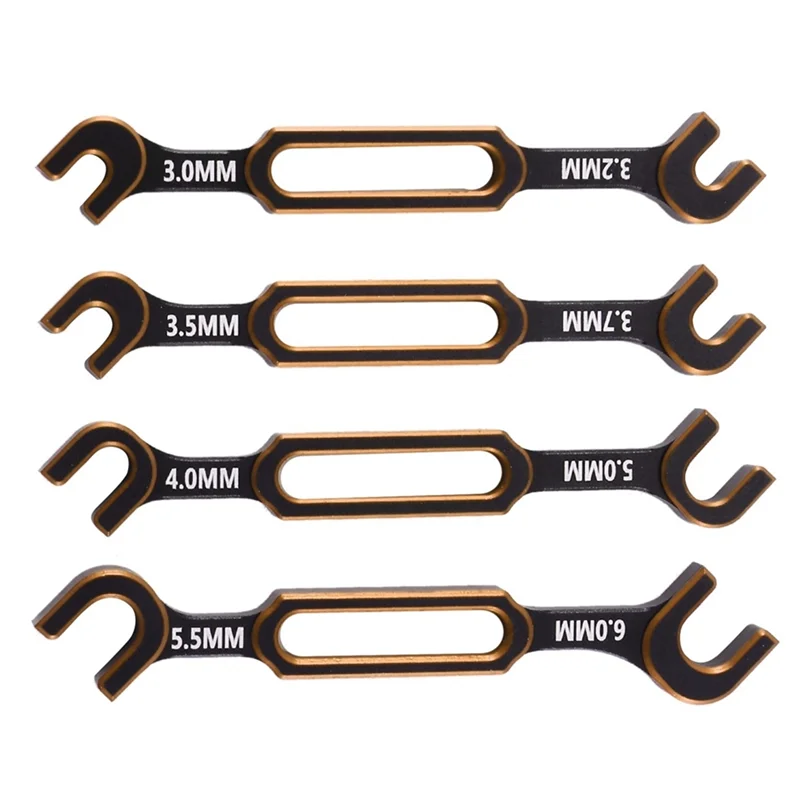 4Pcs Wrench 3-3.2 3.5-3.7 4-5 5.5-6mm Double End Universal Spanner Turnbuckle Wrench for RC Car Traxxas Axial SCX10,2