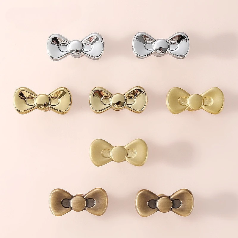 

French Solid Brass Knobs and Handles for Drawers Children's Room Decoration Artistic Bowknot Wardrobe Dresser Cabinet Knobs