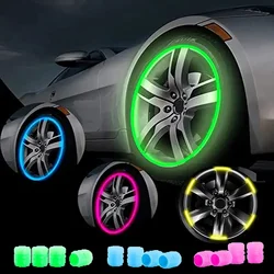 Car Tire Luminous Valve Cap Motorcycle Bicycle Tire Reflective Strip Sticker Car Tire Decoration Accessories