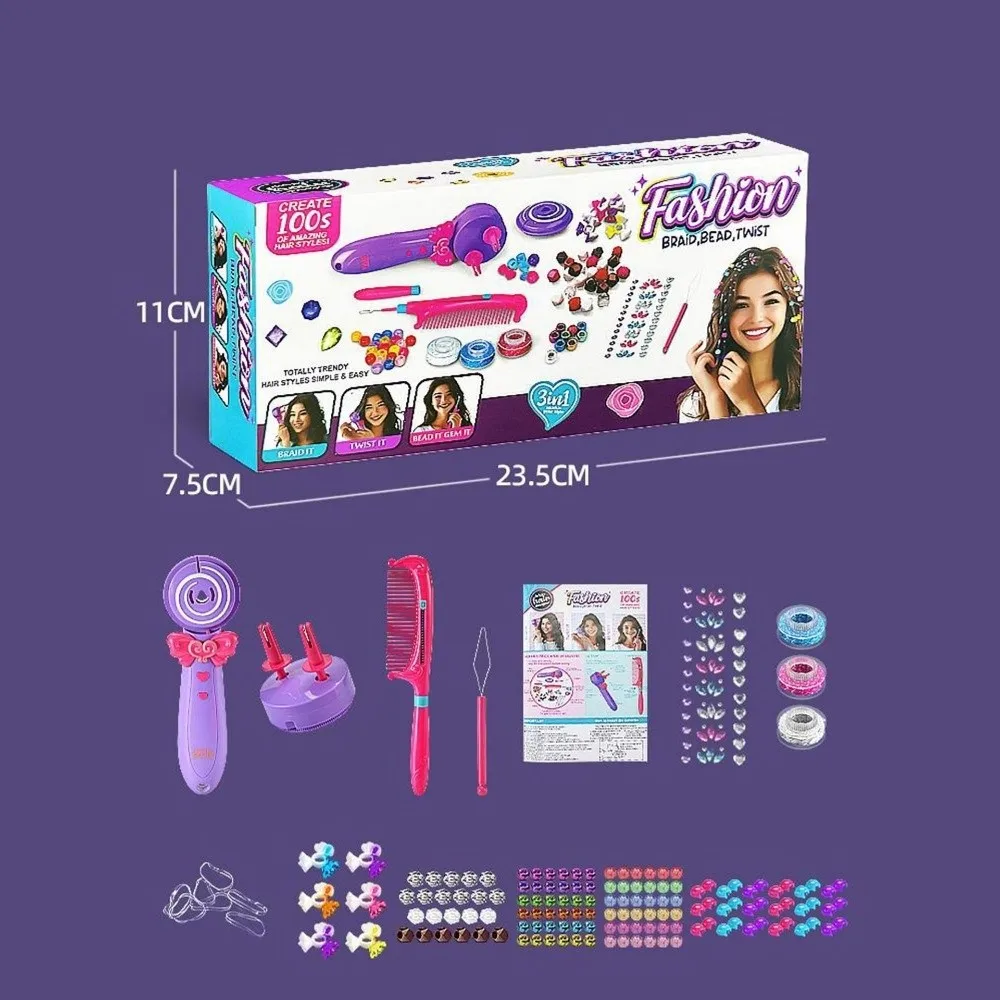 Three-in-One Function Magic Electric Hair Braider Bling Glitter Jewelry Beads Decorations Magic Hair Styling Fully Automatic 6
