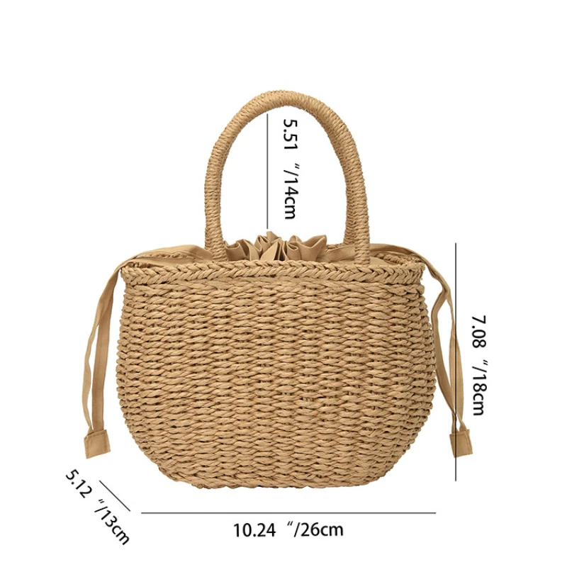 Straw Tote Bags for Women 2024 Summer Rattan Bag Handmade Woven Purse Ladies Beach Bohemian String Handbag Bolsos Mimbr