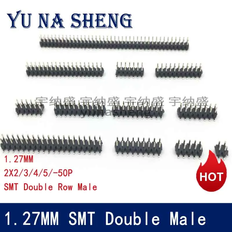 10PCS SMT 1.27 mm Double Row Male Breakaway PCB Board Pin Header Connector Pinheader 2*3/4/5/6/7/8/10/12/15/20/40p 3-50P 2x50p