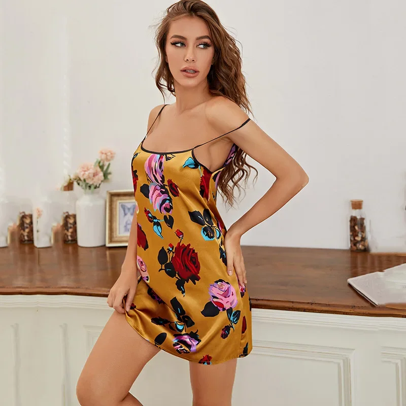 

Sexy Camisole Floral Print Woman Summer Nightgowns Nightdress Night Dresses Lounge Lady Women Pijama Sleepwear Pajama Nightwear