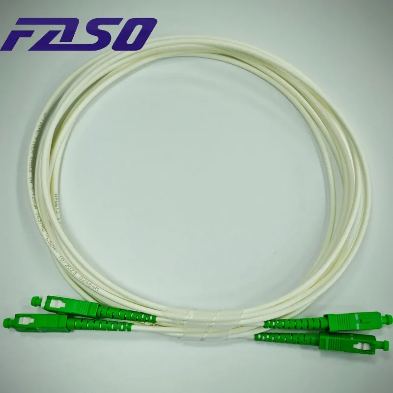 50Pcs SC/APC-SC/APC Fiber Optic Path Cord Single Mode G657A2 Simplex 3.0mm White LSZH Jacket Fiber Jumper Optical Fiber