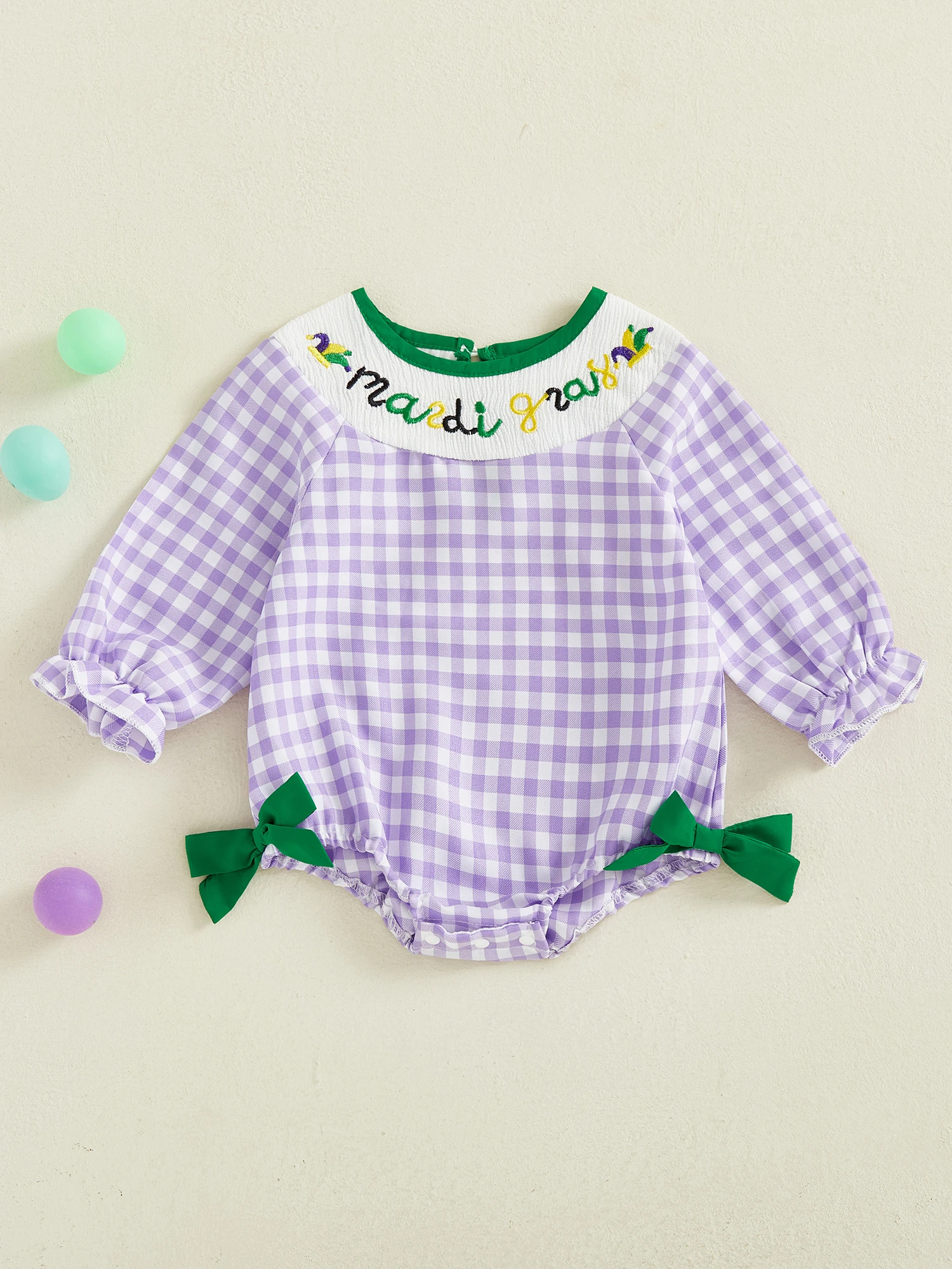 بدلة قفز للفتيات الصغيرات بأكمام طويلة ورقبة دائرية وأقواس جانبية وموضوع كرنفال - ملابس رائعة لـ #2